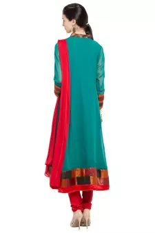 Green Embroidered Georgette Salwar