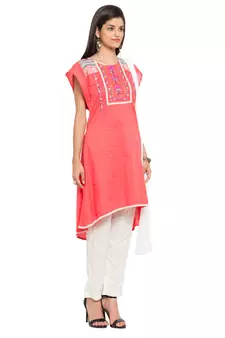 Light Pink Embroidered Cotton Salwar