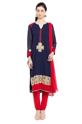 Blue Embroidered Georgette Salwar 1