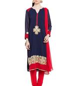 Blue Embroidered Georgette Salwar
