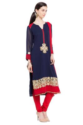 Blue Embroidered Georgette Salwar 3