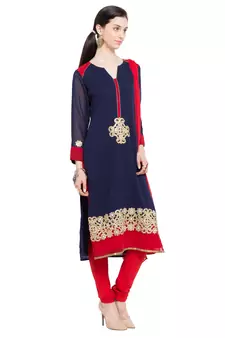 Blue Embroidered Georgette Salwar