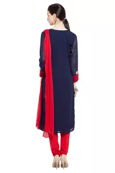 Blue Embroidered Georgette Salwar