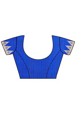 Blue woven tussar silk saree with blouse 2