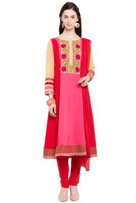 Red Embroidered Georgette Salwar 1