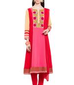 Red Embroidered Georgette Salwar
