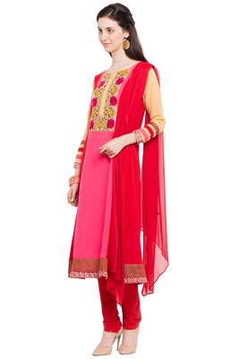 Red Embroidered Georgette Salwar 2