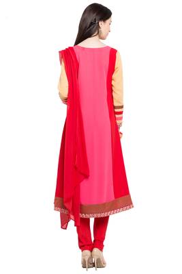 Red Embroidered Georgette Salwar 4