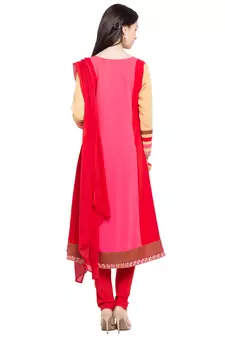 Red Embroidered Georgette Salwar