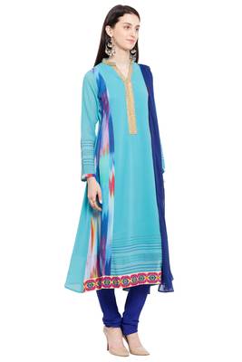 Light Blue Printed Georgette Salwar 3
