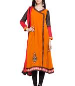 Orange Embroidered Georgette Salwar