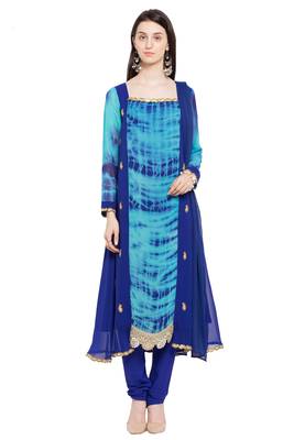Blue Printed Georgette Salwar 1