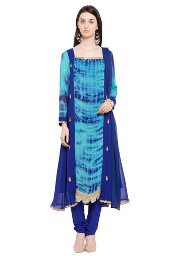 Blue Printed Georgette Salwar