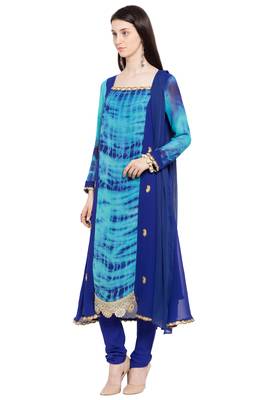 Blue Printed Georgette Salwar 2