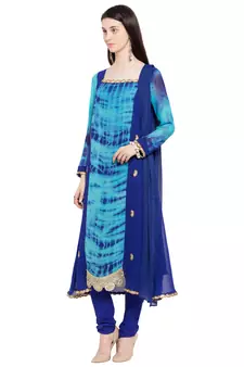 Blue Printed Georgette Salwar