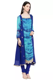Blue Printed Georgette Salwar