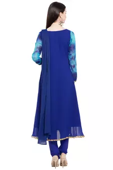 Blue Printed Georgette Salwar