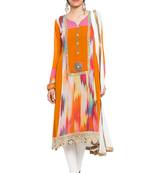 Orange Printed Georgette Salwar