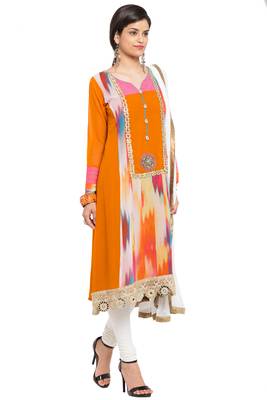 Orange Printed Georgette Salwar 3