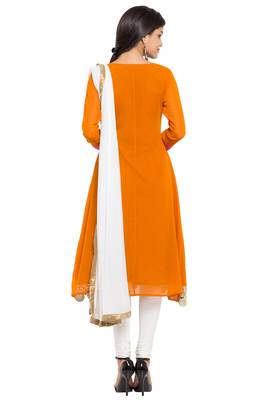 Orange Printed Georgette Salwar 4