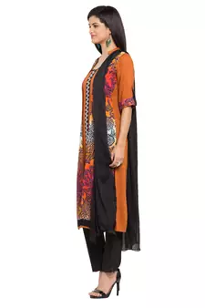 Orange Printed Cotton Salwar