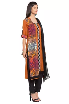 Orange Printed Cotton Salwar