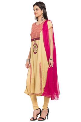 Beige Embroidered Cotton Salwar 2