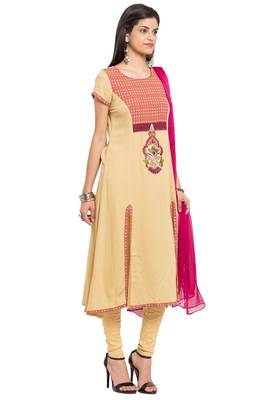 Beige Embroidered Cotton Salwar 3