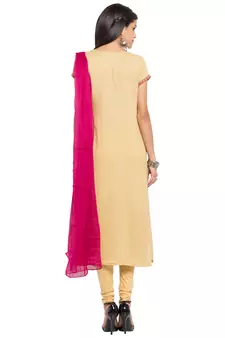 Beige Embroidered Cotton Salwar