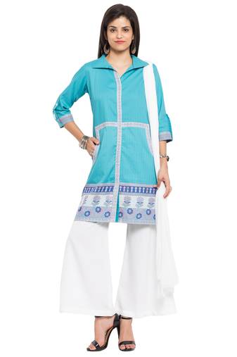 Blue Printed Cotton Salwar