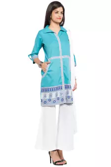 Blue Printed Cotton Salwar