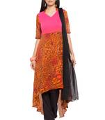 Orange Printed Georgette Salwar