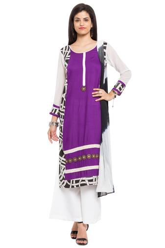 Purple Printed Cotton Salwar