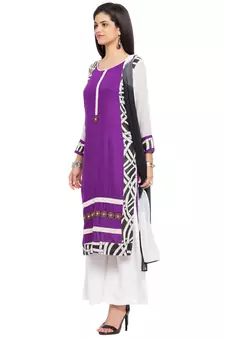 Purple Printed Cotton Salwar