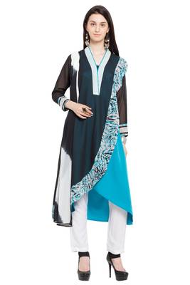Blue Printed Georgette Salwar 1