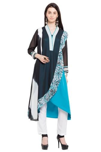 Blue Printed Georgette Salwar