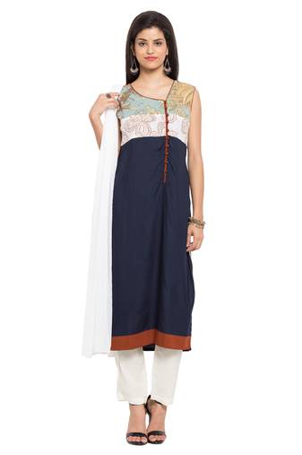 Dark Blue Printed Cotton Salwar