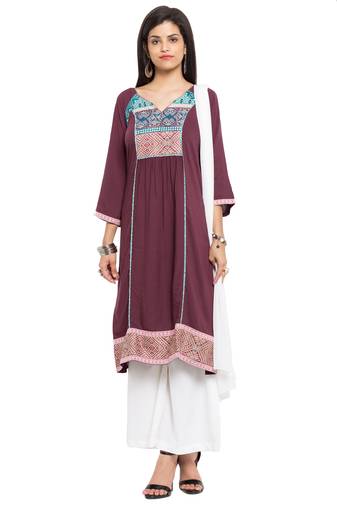 Maroon Printed Cotton Salwar