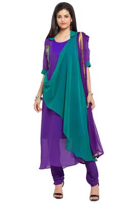 Purple Embroidered Georgette Salwar 1