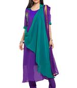 Purple Embroidered Georgette Salwar