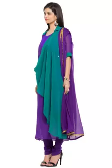 Purple Embroidered Georgette Salwar