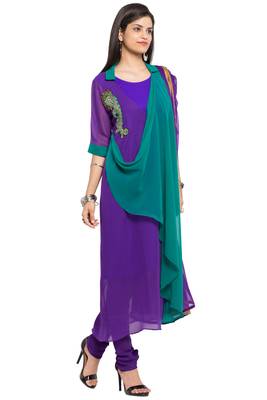 Purple Embroidered Georgette Salwar 3