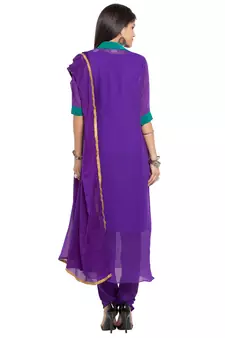 Purple Embroidered Georgette Salwar