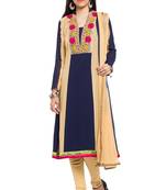 Blue Embroidered Georgette Salwar