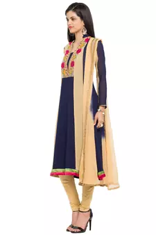 Blue Embroidered Georgette Salwar