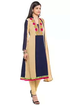 Blue Embroidered Georgette Salwar