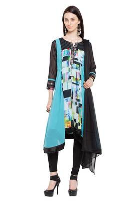 Blue Printed Georgette Salwar 1