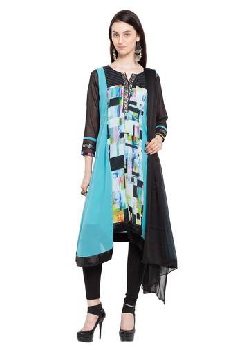 Blue Printed Georgette Salwar