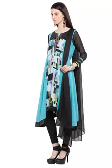 Blue Printed Georgette Salwar