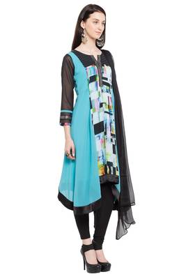 Blue Printed Georgette Salwar 3